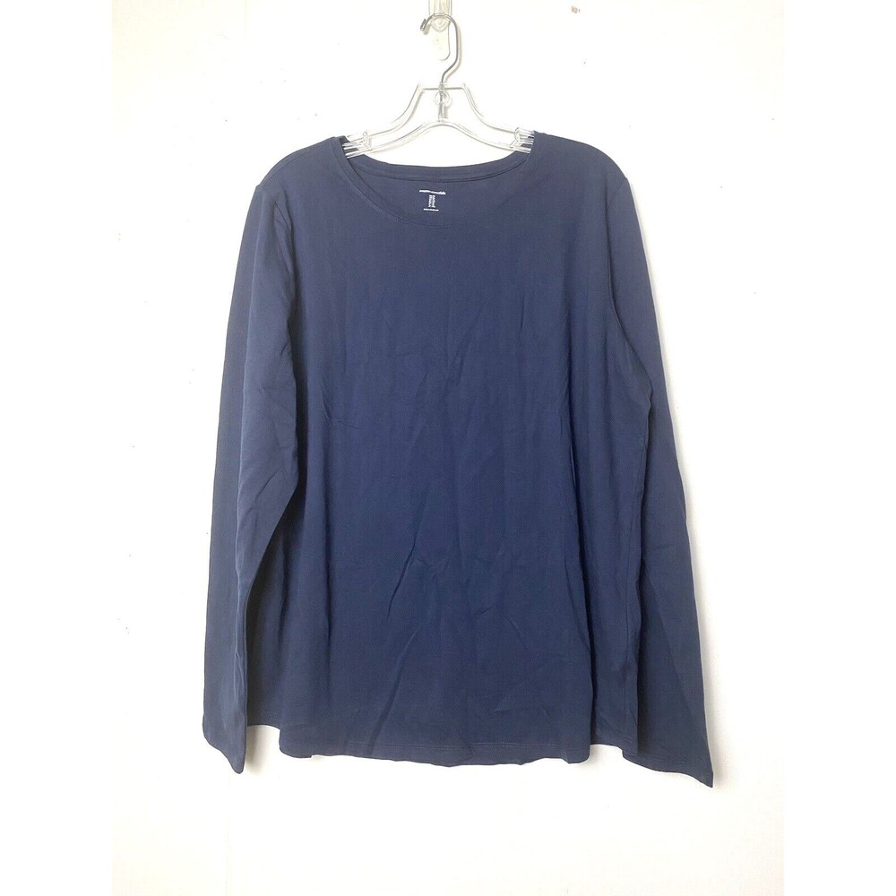 Amazon Essentials T-Shirt Top Women's Size XL Navy Blue Classic Fit Long Sleeves